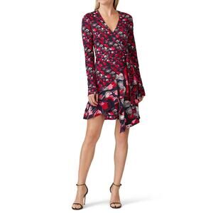 DVF Elita Wrap Dress – Long Sleeve Printed Silk Jersey Mini